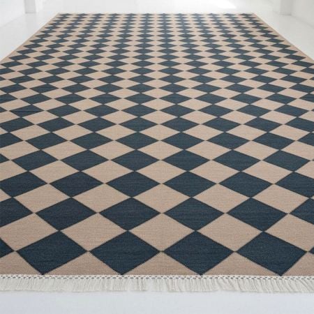 Handmade Beige Cotton Modern Dhurrie For Living Room